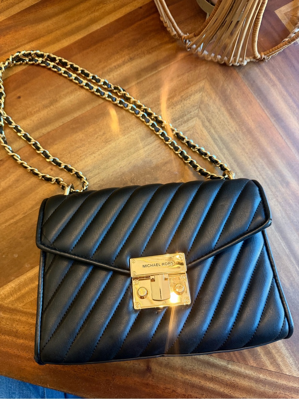 Michael Kors Black Quilted Chain Shoulder Bag